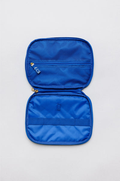 On-The-Go Tech Pouch, Blue Plaid Floral