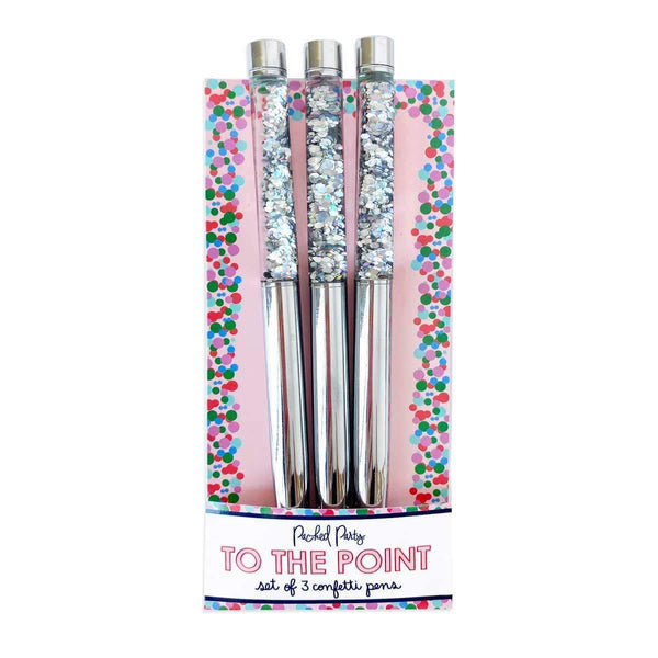 Silver Confetti Pen Set