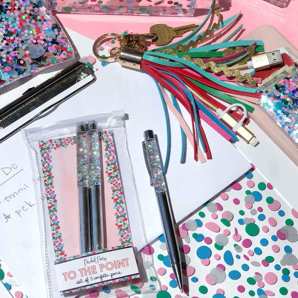 Silver Confetti Pen Set